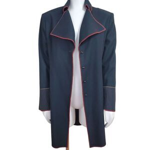 Batiste Coatigan Womens Size 12/44 Jacket Wool Angora Black Metal Buttons Artsy